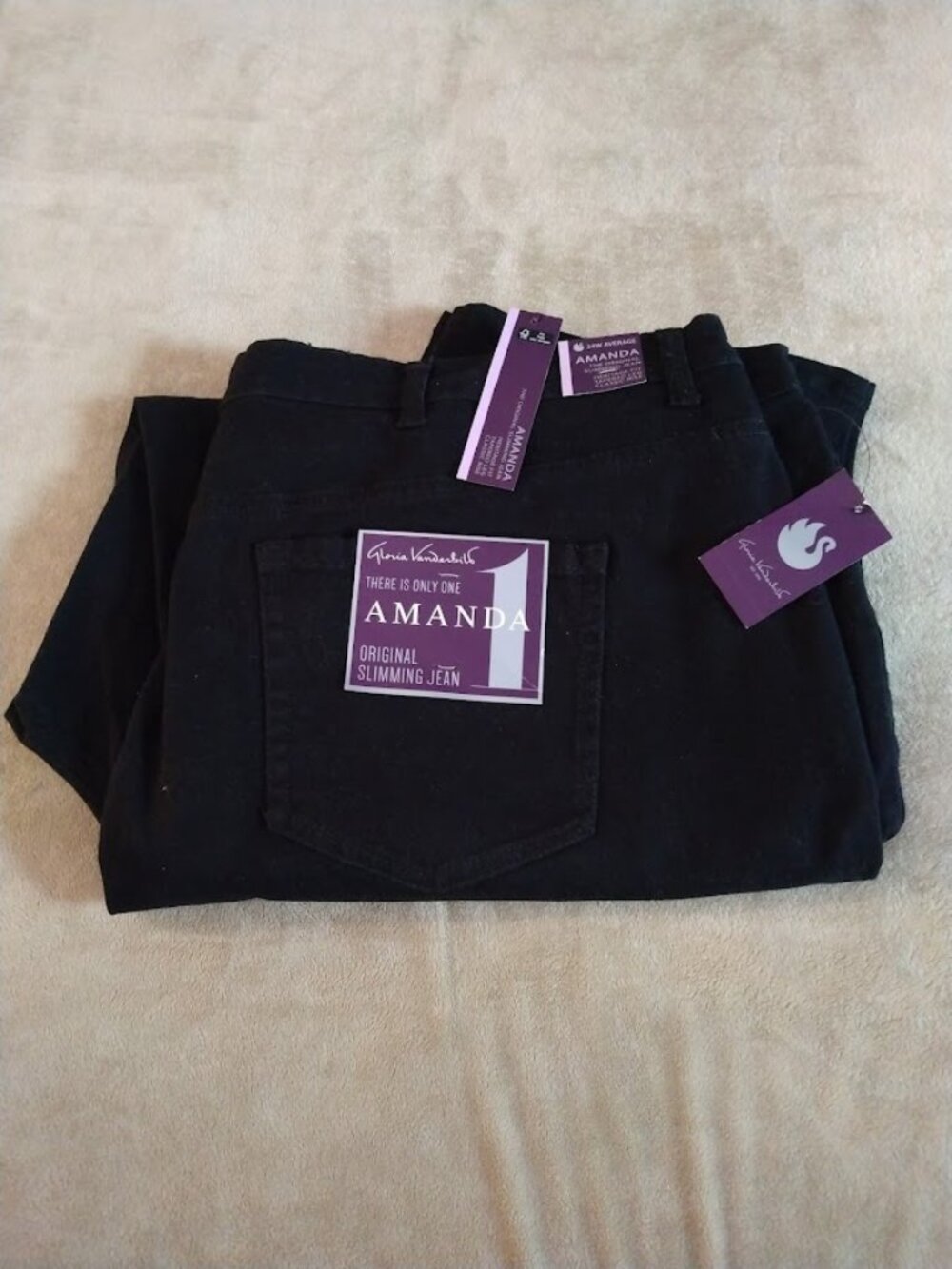 Gloria Vanderbilt Amanda Jeans Size 24W Avg Soft Touch Slimming Black NWT